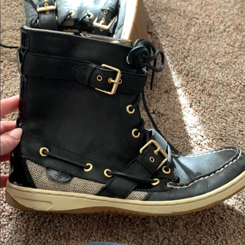 Sperry top sider bootie, 9, side zipper w/buckles